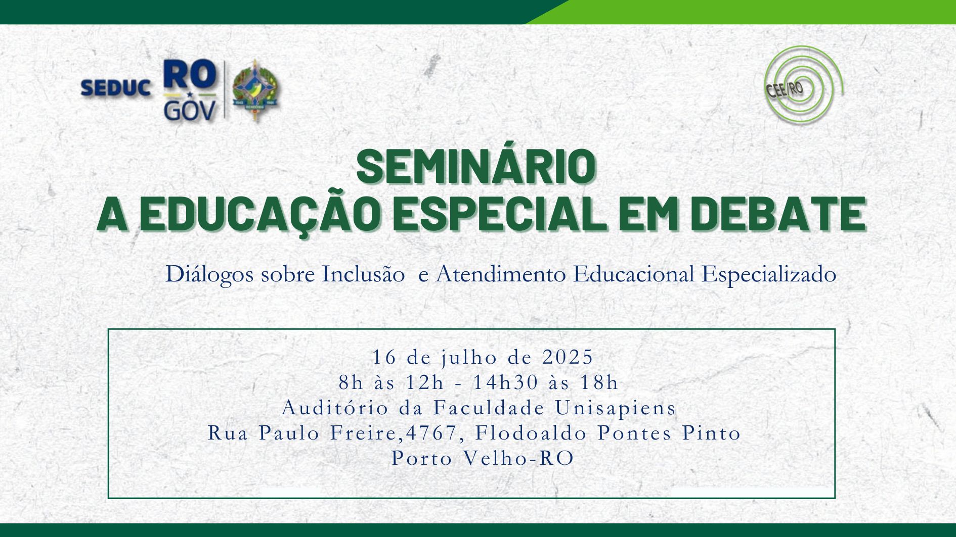 Seminário “A Educação Especial em Debate – Diálogos sobre Inclusão e Atendimento Educacional Especializado”